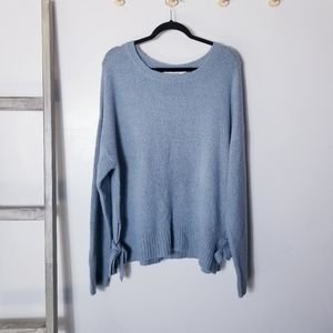 H&M L.O.G.G LABEL OF GRADED GOODS BLUE SWEATER WITH TIE BOWS ON SIDES SIZE LARGE